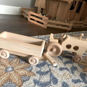 📌SOLD. Handmade Tractor & Trailer Toy
